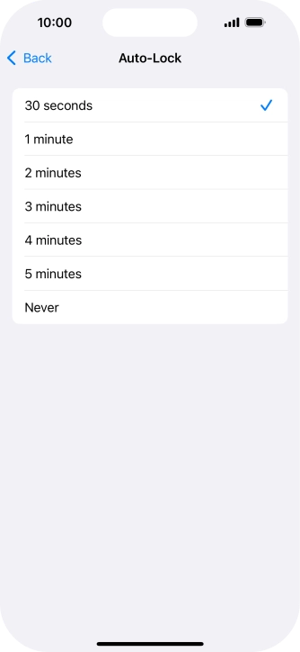Press the required setting.