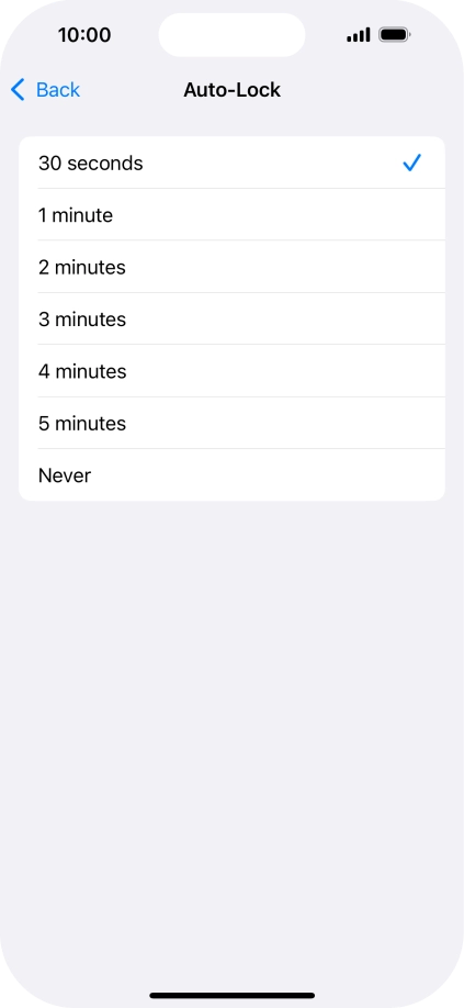 Press the required setting.