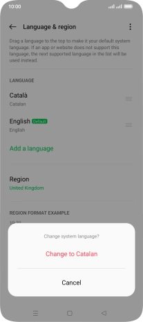 Press Change to ‹language›.