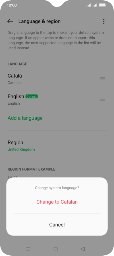Press Change to ‹language›.