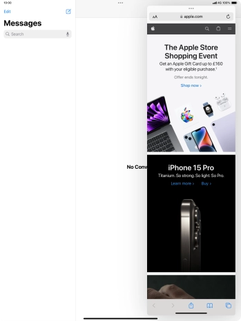 The application now displays on top of the other open application.
