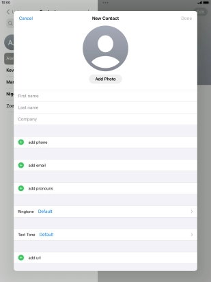 Press First name and key in the first name.