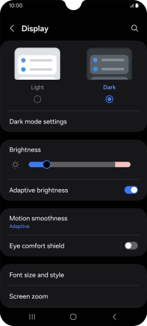 Press Dark mode settings. Press Dark mode settings.