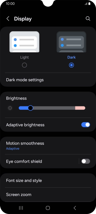 Press Dark mode settings. Press Dark mode settings.