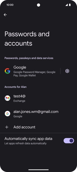 Press the required email account. Press the required email account.