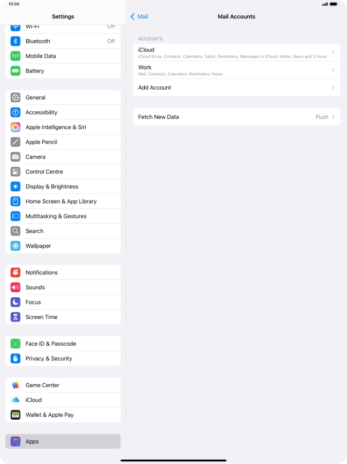 Press the required email account.