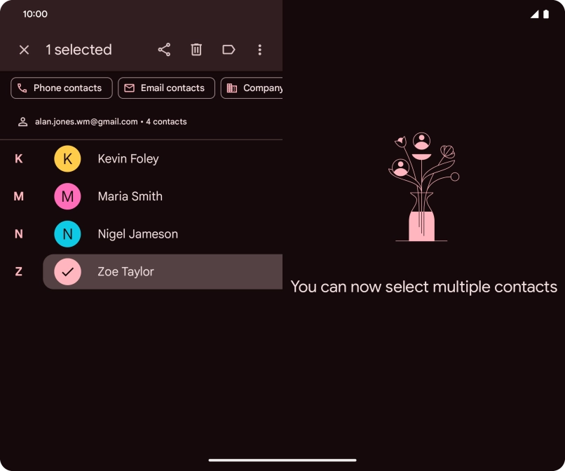 Press the required contact.