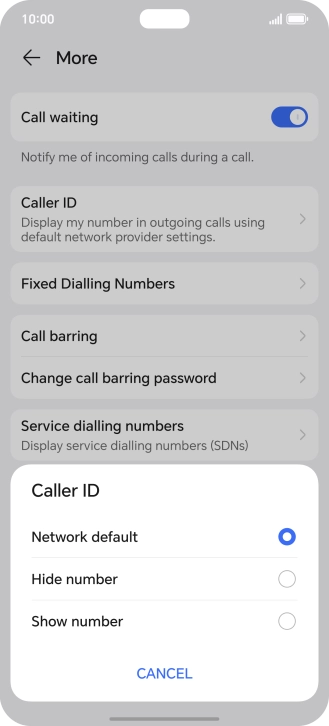 Press Show number to turn on caller identification.