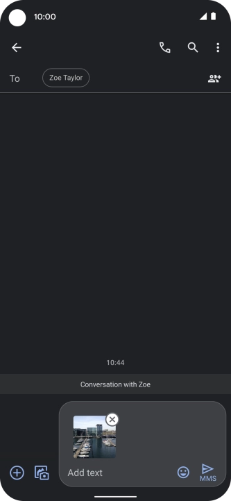 Press the text input field and write the text for your picture message.