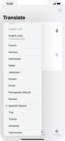 Press the required target language.