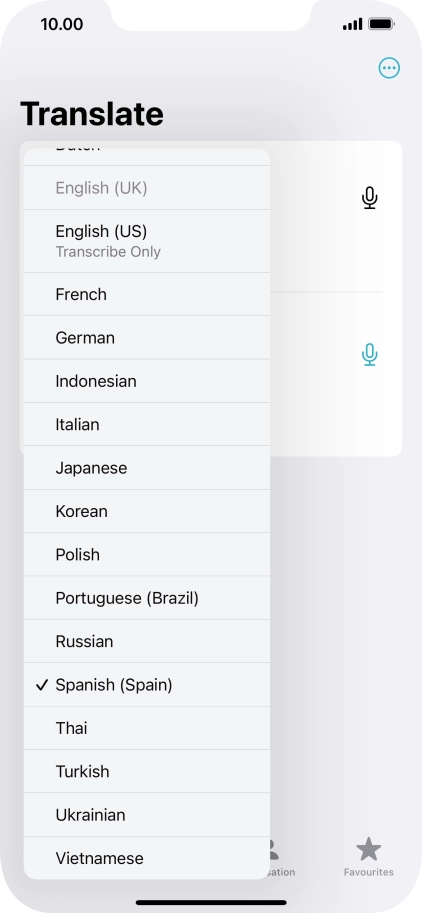 Press the required target language.