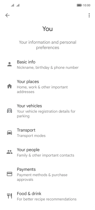 Press Basic info and follow the instructions on the screen to select phone owner settings.