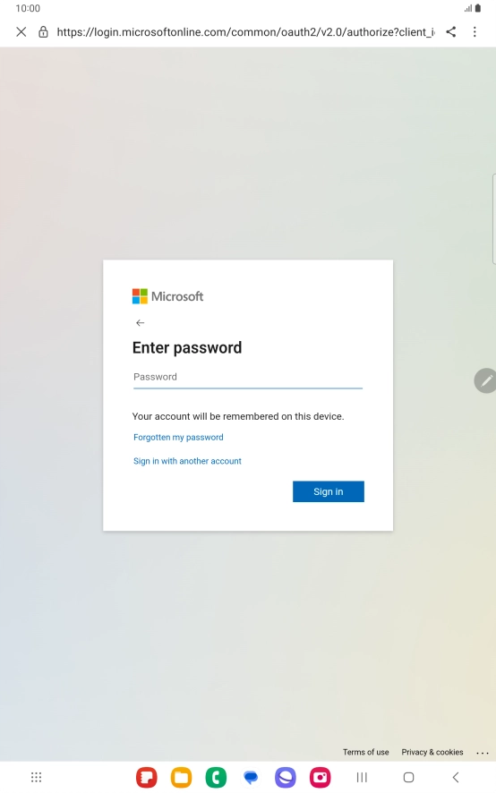 Press Password and key in the password for your email account. Press Password and key in the password for your email account.