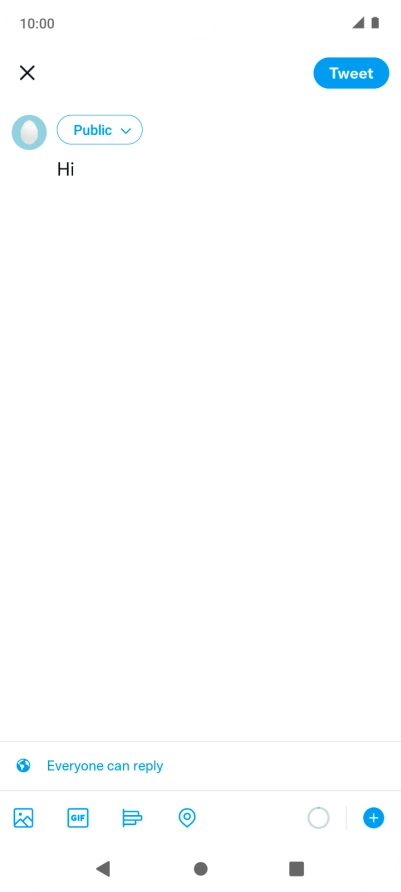 Write the required text and press Tweet.
