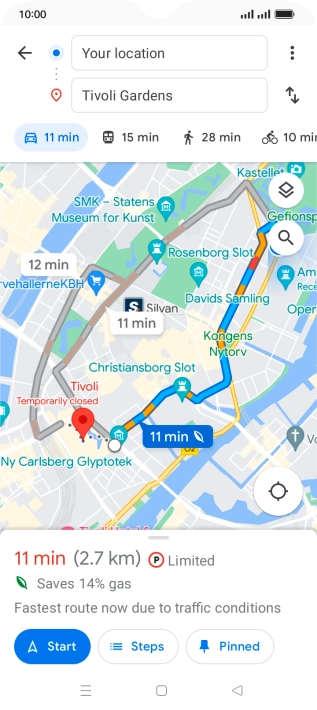 Press the required mode of transportation.