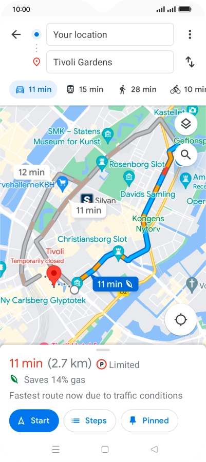 Press the required mode of transportation.