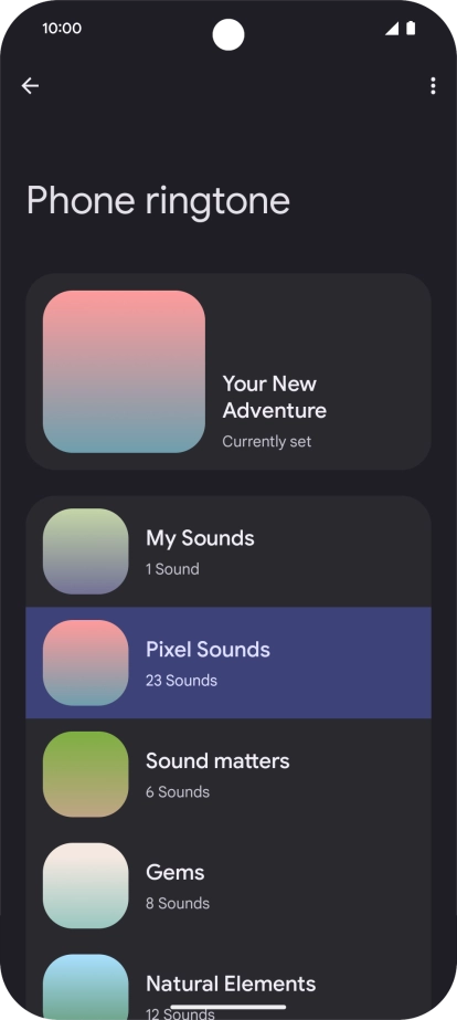 Press the required category. Press the required category.