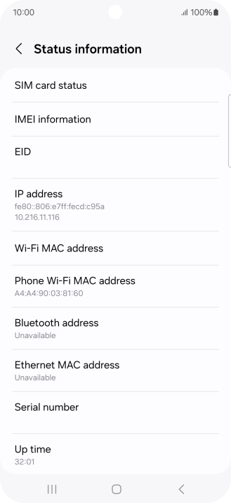 Your phone's EID number is displayed below EID.