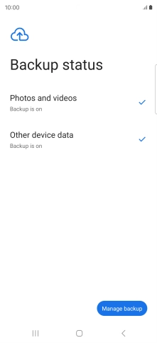 Press Manage backup.