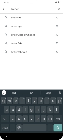 Key in Twitter and press the search icon.