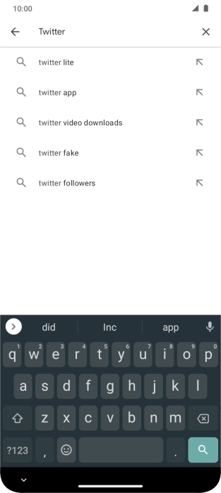 Key in Twitter and press the search icon.