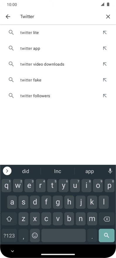 Key in Twitter and press the search icon.