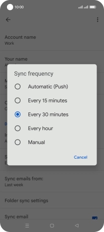 Press the required setting.