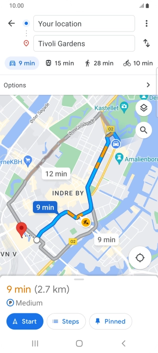 Press the required mode of transportation.