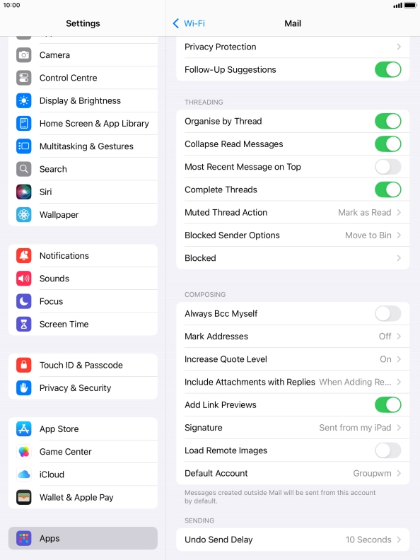 Press Default Account.