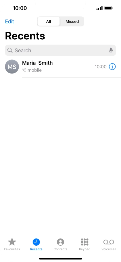 Press the information icon next to the required phone number.