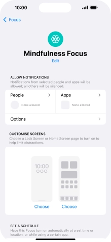 Press People and follow the instructions on the screen to select which contacts you would like to receive calls and notifications from when the selected focus mode is active.