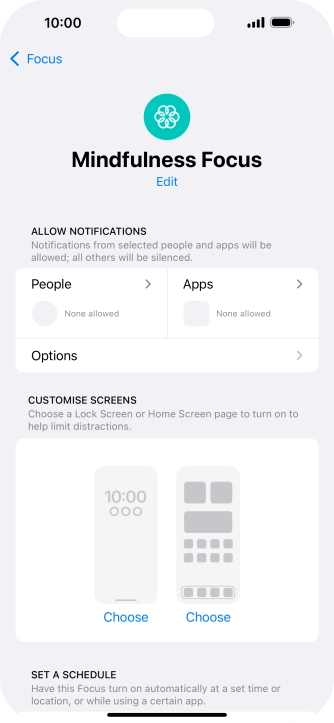 Press People and follow the instructions on the screen to select which contacts you would like to receive calls and notifications from when the selected focus mode is active.
