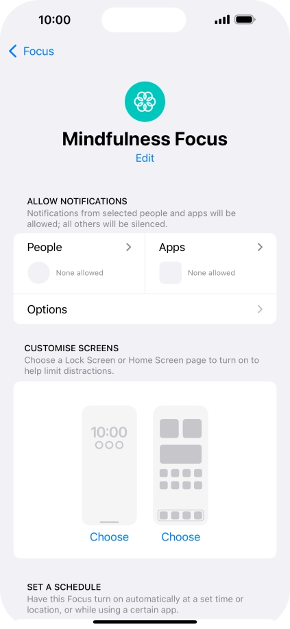 Press People and follow the instructions on the screen to select which contacts you would like to receive calls and notifications from when the selected focus mode is active.