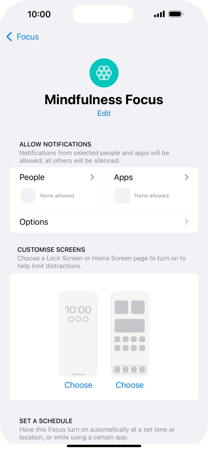 Press People and follow the instructions on the screen to select which contacts you would like to receive calls and notifications from when the selected focus mode is active.