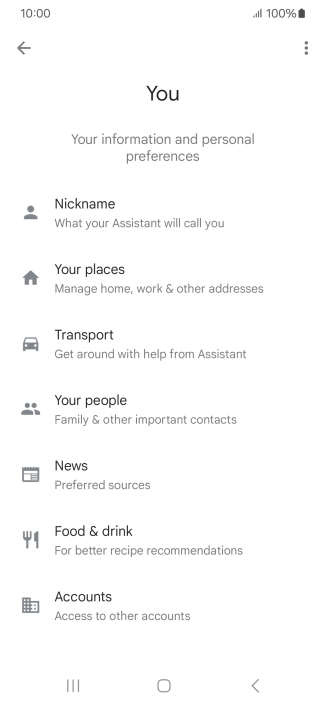 Press Nickname and follow the instructions on the screen to select phone owner settings.