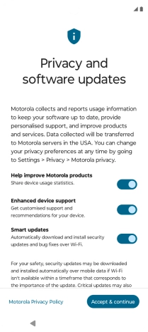 Press the indicators next to the required settings to select them.