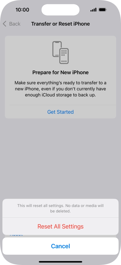 Press Reset All Settings.