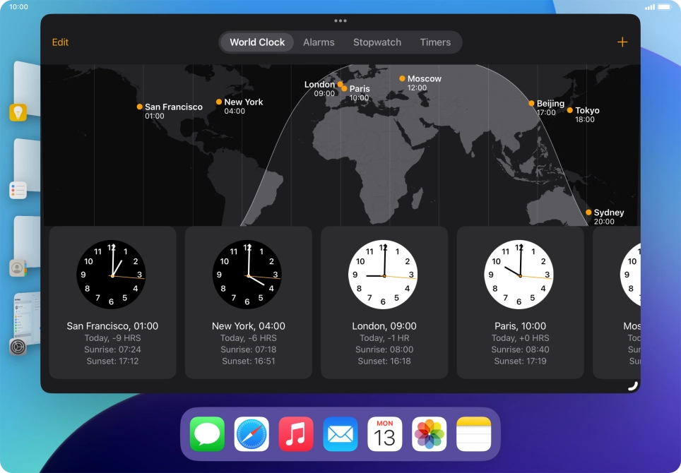 The active application is displayed at the centre of the screen.
