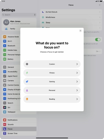 Press the required focus mode and follow the instructions on the screen to add the selected focus mode.