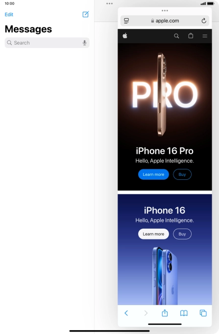 The application now displays on top of the other open application.