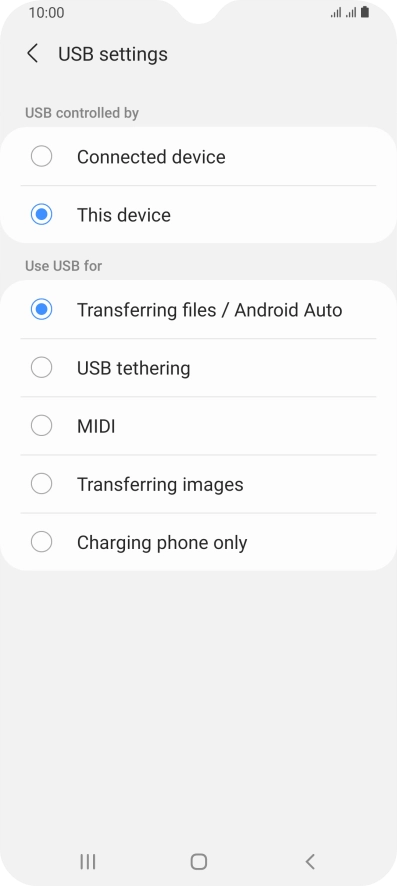 Press Transferring files / Android Auto.