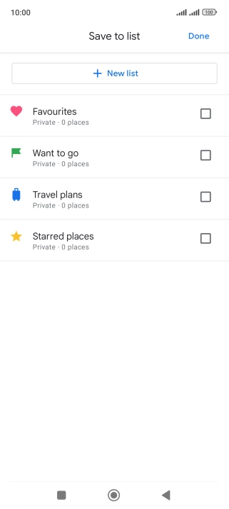 If you select New list, follow the instructions on the screen to create a new list.