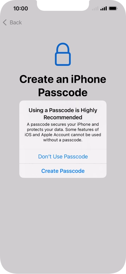 If you turn off the function, press Don't Use Passcode. If you turn off the function, press Don't Use Passcode.
