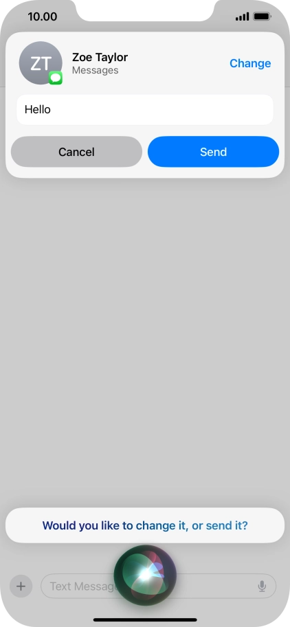 If an application is open on your phone, such as a Messages, you can also use the functions available here, e.g.: REPLY [text].