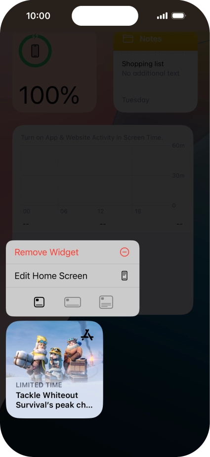 Press Remove Widget.