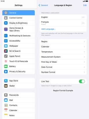 To subsequently select another language as the default language, press the move icon next to the required language and drag it to the top of the list.