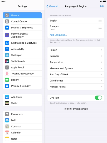 To subsequently select another language as the default language, press the move icon next to the required language and drag it to the top of the list.