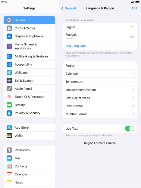 To subsequently select another language as the default language, press the move icon next to the required language and drag it to the top of the list.