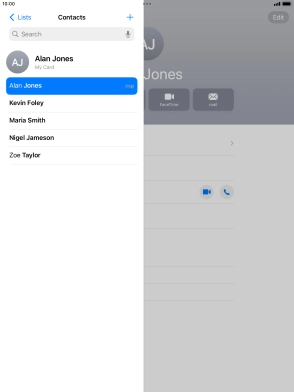Press the required contact.