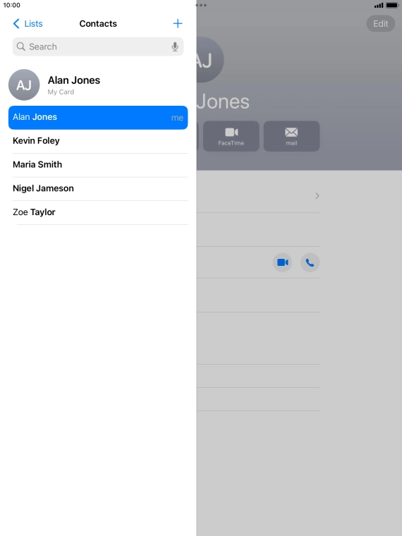 Press the required contact.
